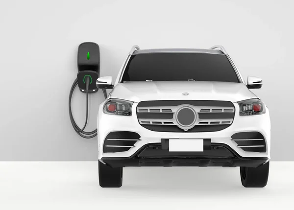 Pod Point domestic home electric vehicle charging point mounted on a wall . 3d illustration