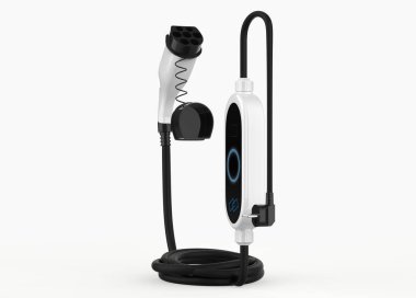 Taşınabilir Ev Şarjlı Elektrikli Araç Şarj Tipi 2. 3d illüstrasyon