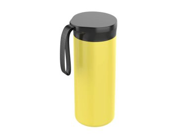 Beyaz arka planda izole edilmiş termo şişe maketi. 3d illüstrasyon