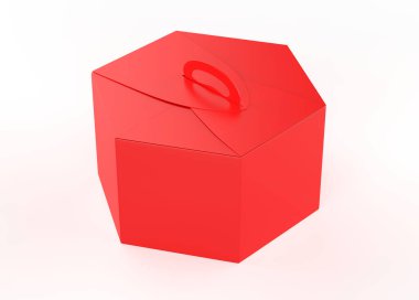 Altıgen kutu beyaz arka planda izole edilmiş. 3d illüstrasyon