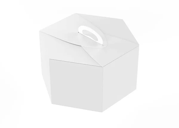 Caja Hexágono Con Mango Mockup Aislado Sobre Fondo Blanco Ilustración — Foto de Stock