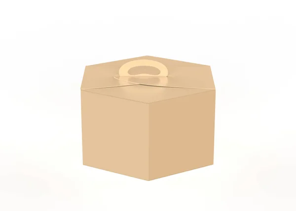 Hexagon Box Handle Mockup Isolated White Background Illustration — Stock Photo, Image