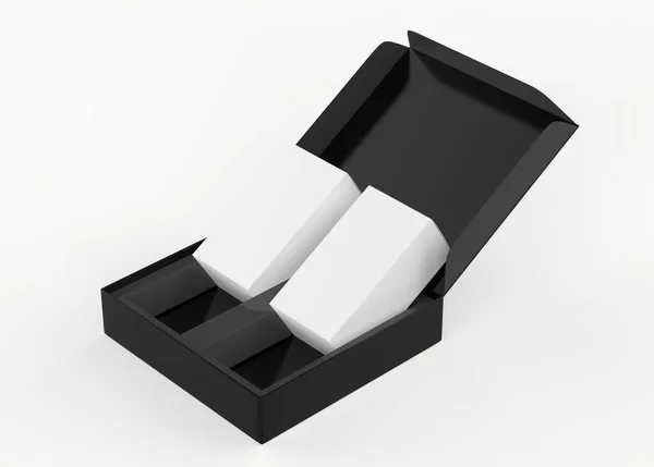 Caja Con Cajas Mockup Aislado Sobre Fondo Blanco Ilustración — Foto de Stock