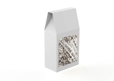 Urad dal beyaz arka planda izole edilmiş sert bir kutuda. 3d illüstrasyon