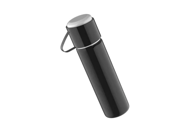 Matte Thermos Bottle Mockup Ізольований Білому Тлі Ілюстрація — стокове фото