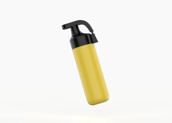 Matte Thermos Bottle Mockup在白色背景下被隔离 3D说明 — 图库照片