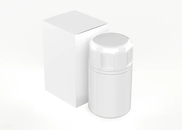 Makieta Butelki Tabletkami Izolowana Białym Tle Ilustracja — Zdjęcie stockowe
