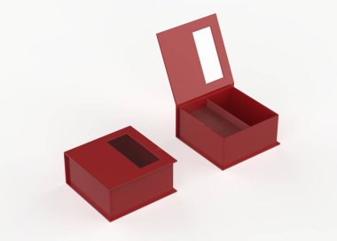 Pencere maketli sert kutu. Paketleme tasarımı için iyi. 3d illüstrasyon