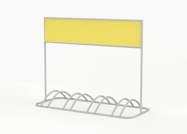 Bisiklet parkı modeli beyaz arka planda izole edildi. 3d illüstrasyon