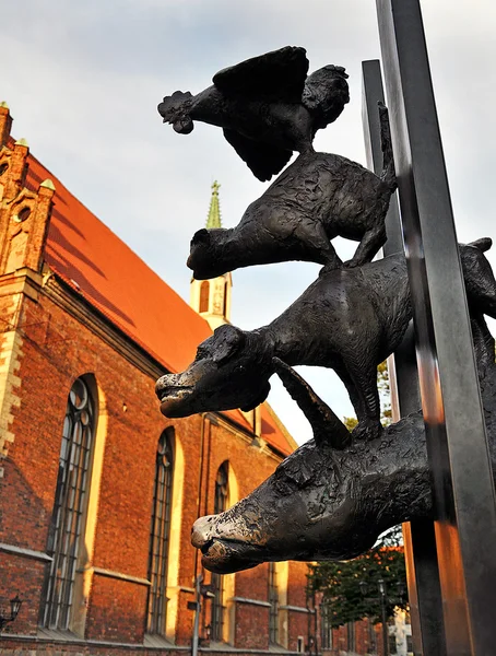 Staty av Bremens stadsmusiker i Riga, Lettland — Stockfoto