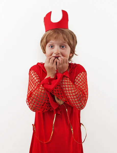 Girl in costume scared — Stock Photo, Image