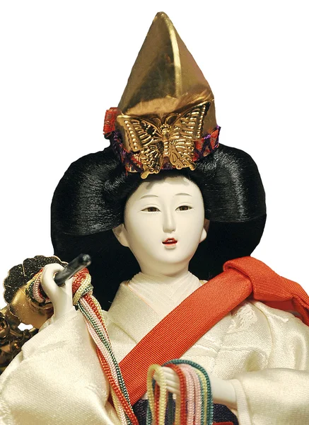 Figur der japanischen Geisha auf weißem Hintergrund — Stockfoto