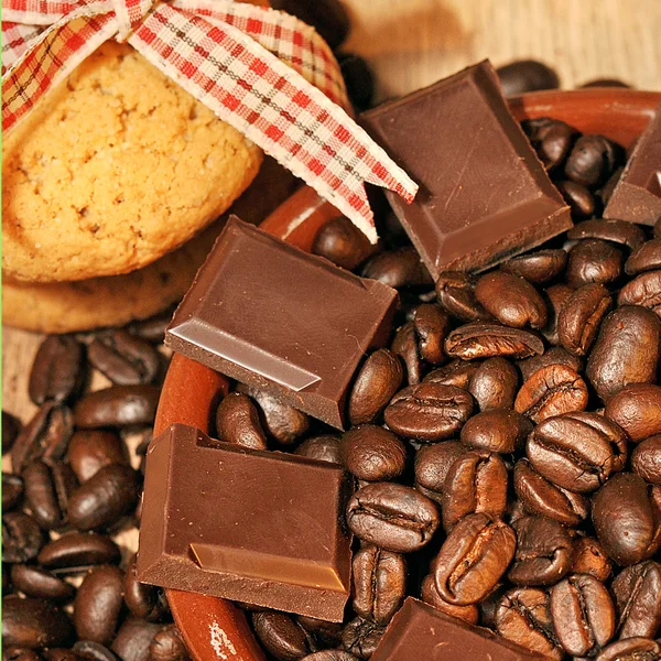 Caffè, biscotti, cioccolato — Foto Stock