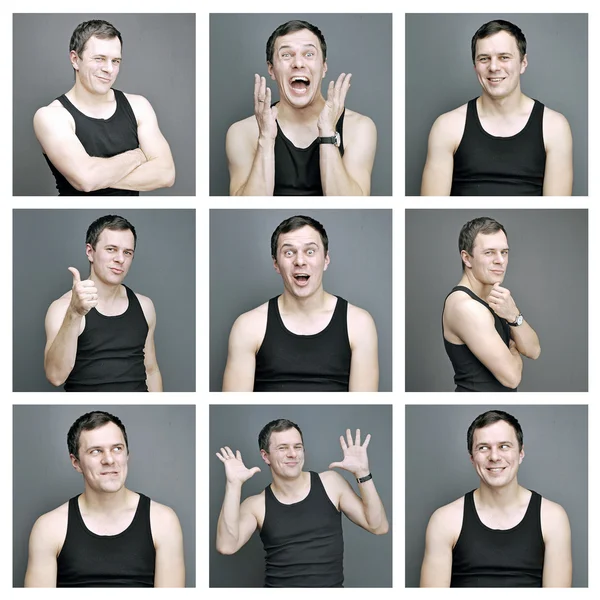 Collage of emotions of a young man — Stock Photo, Image