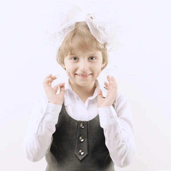 Schoolgirl on white background — Stock Photo, Image