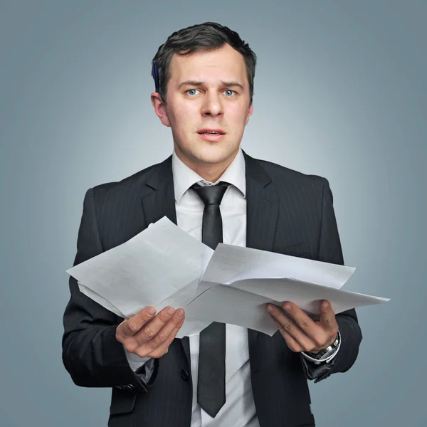 Young manager with papers — Stock Photo, Image