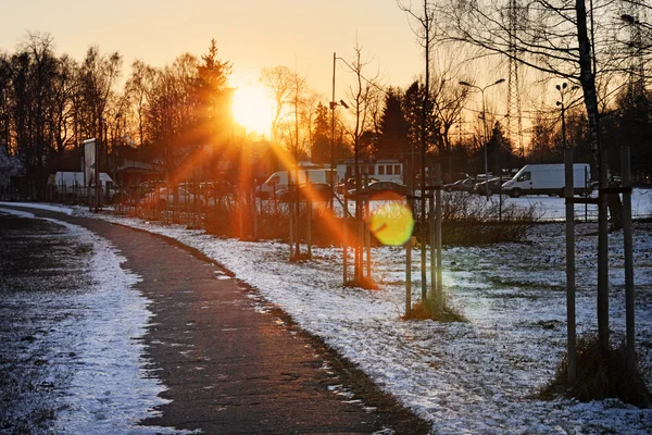 Belo pôr do sol no inverno — Fotografia de Stock