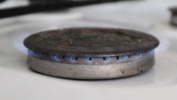 Gas Burner Turns Kitchen Stove Cooking Turn Kitchen Gas Stove — Stock Video