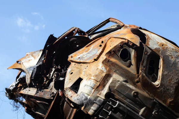 Σπασμένα Και Καμένα Αυτοκίνητα Στο Πάρκινγκ Ατύχημα Εσκεμμένος Βανδαλισμός Καμένο — Φωτογραφία Αρχείου