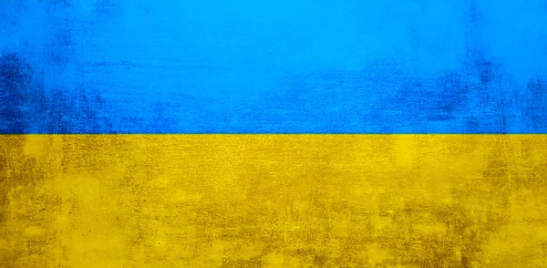 Die Wand Ist Den Farben Der Ukrainischen Nationalflagge Gehalten Blau — Stockfoto
