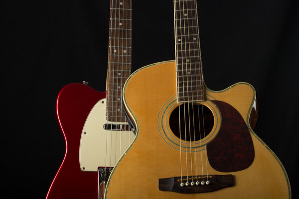 Acoustic and electric guitars