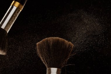 Siyah üzerine profesyonel bir fırça ile pudra 