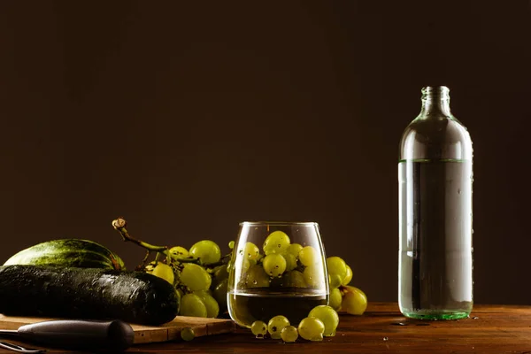 Preparation Cocktail Cucumber Grape — Stock Photo, Image