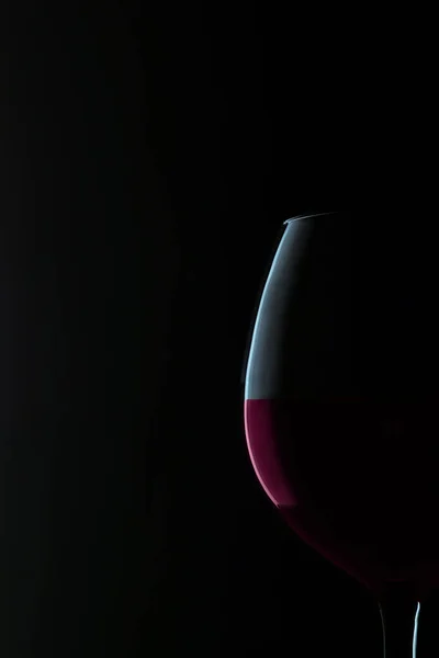 Verre Vin Rouge Sur Fond Noir — Photo