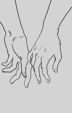 Adamın eli kızın avucuna değiyor.