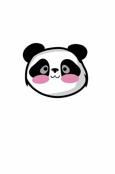 Kleiner Süßer Panda Kopf Mit Rosa Wangen — Stockfoto
