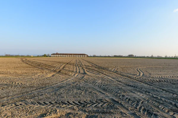 Campo de arroz preparado, Lomellina (Italia) ) —  Fotos de Stock