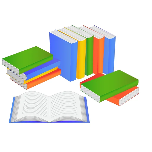 Boeken en open boek — Stockvector