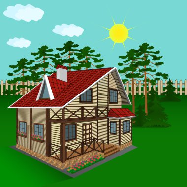 ahşap ev, illüstrasyon
