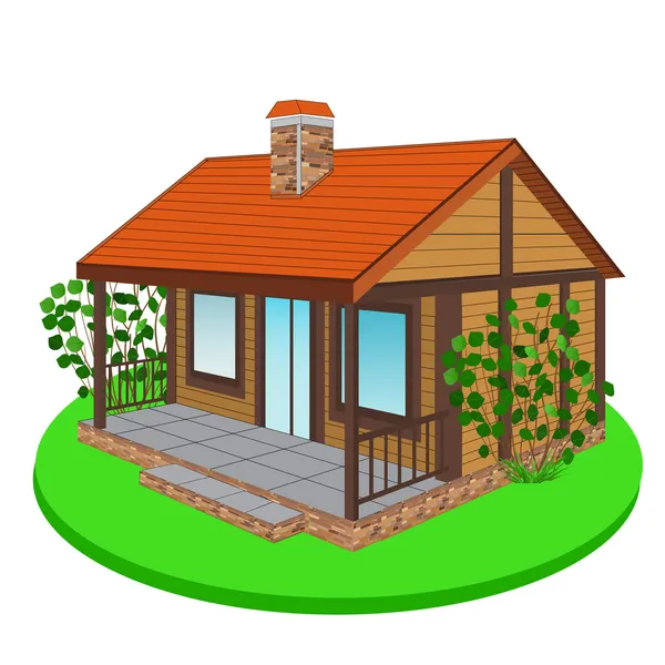 Casa de madeira, casa de campo — Vetor de Stock