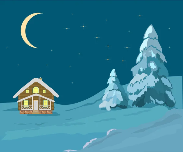 Illustrationen zur Weihnachtslandschaft — Stockvektor