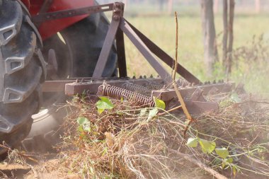Pali Rajasthan, Hindistan. Kasım 04, 2021. Hint kıdemli çiftçinin traktör sürerken konuştuğu yakın plan fotoğraf.
