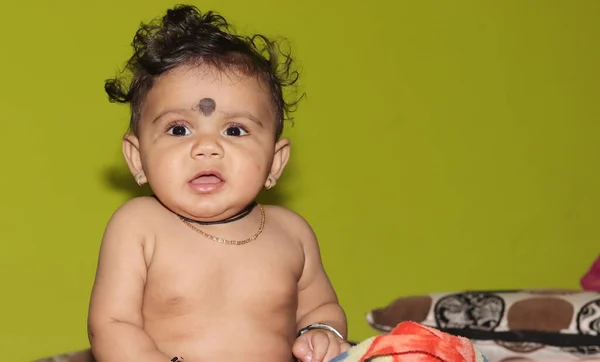 Close Portrait Photo Lovely Cute Little Indian Hindu Baby Boy — ストック写真