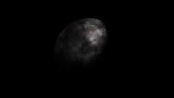 Close Footage Big Size Moon Hidden Stormy Clouds — Stockvideo