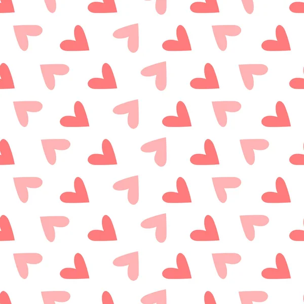 Ροζ καρδιές αδιάλειπτη μοτίβο σε λευκό φόντο. Ημέρα του Αγίου Βαλεντίνου. Χρησιμοποιείται για εκτύπωση, ταπετσαρία, διακόσμηση, ύφασμα, ύφασμα. Εικονογράφηση διάνυσμα σε επίπεδο στυλ. — Διανυσματικό Αρχείο