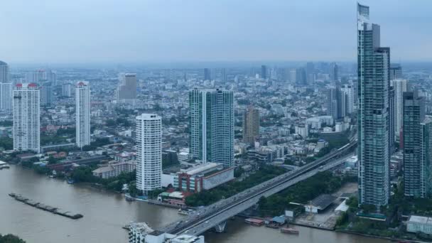 Vídeo Com Vista Alto Ângulo Bangkok Dia Noite Cidade Longo — Vídeo de Stock