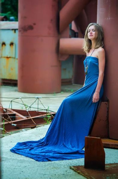 Dívka v modrém — Stock fotografie