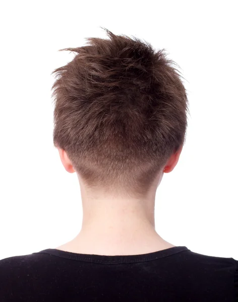 Young female with beautiful short hairstyle back side — Stock Photo, Image