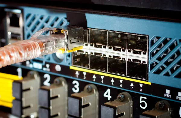 Network router and cables — Stock Photo, Image