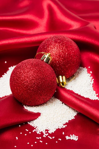 Christmas bauble decorating with sugar as snow — Stock Photo, Image