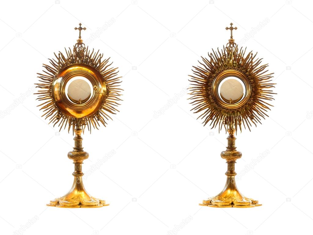 Liturgical vessel gold monstrance