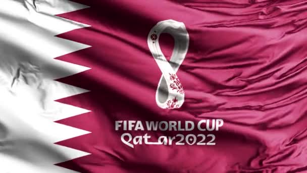 Stade Lusail Bayt Qatar Déc 2021 Drapeau Agitant Drapeau Qatar — Video