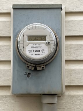 Calgary, Alberta, Kanada. 17 Şubat 2022. EnMAX House Elektrik Ölçer, 200A 240 Volt