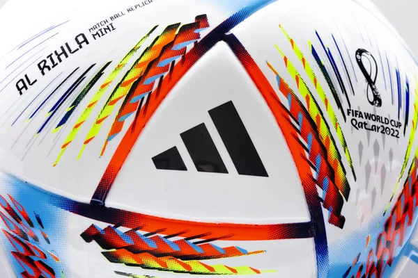Λουζίλ Κατάρ Απριλίου 2022 Macro Close Adidas Logo 2022 Fifa — Φωτογραφία Αρχείου