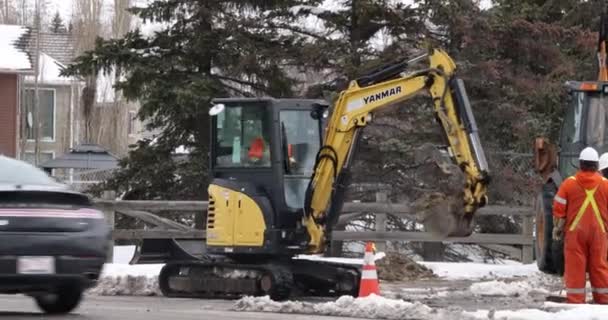 Calgary Alberta Canadá Abr 2022 Una Mini Excavadora Yanmar Vio35 — Vídeo de stock