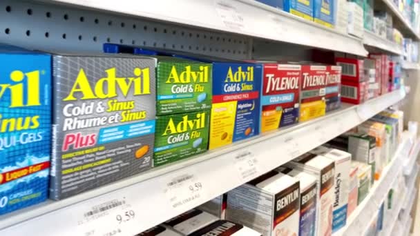 Calgary Alberta Canada May 2022 Advil Tylenol Drugs Reducing Pain — Stock Video